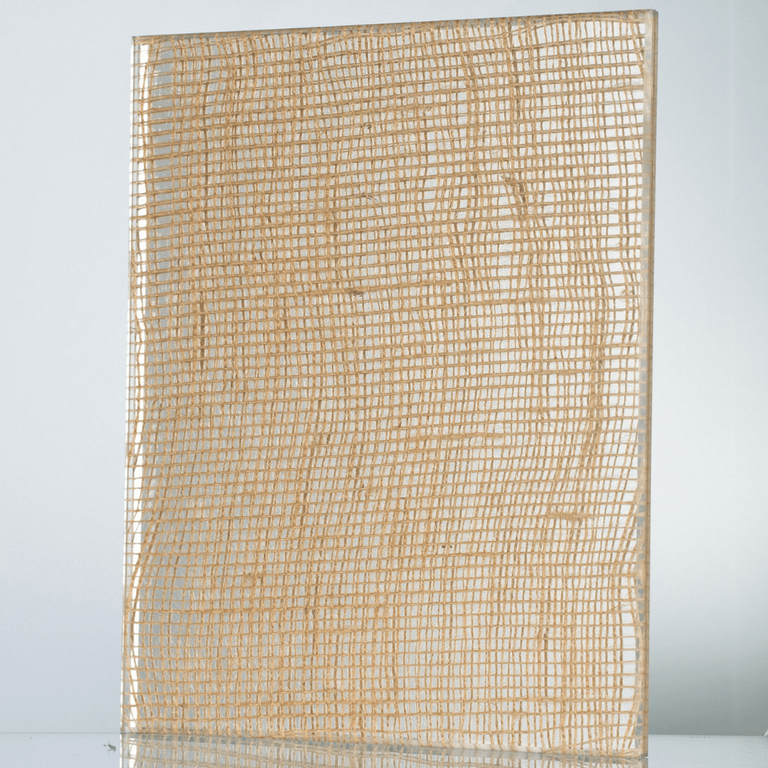 Panel de vidrio decorativo transparente con textura efecto red de cuerda